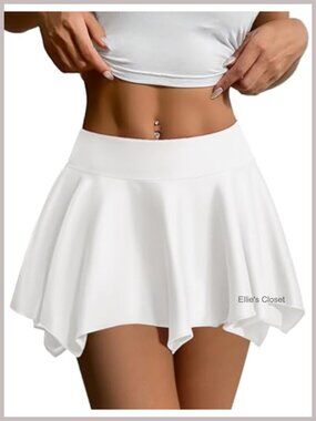 Pleated Mini Skirt High Waist A-Line Flowy Ruffle Club